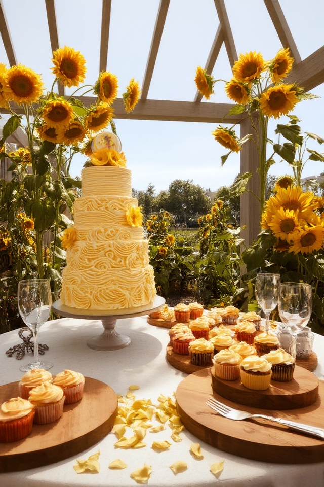 cheerful sunflower cake toppers