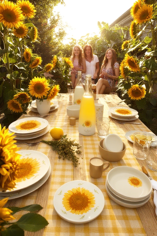 cheerful sunflower dinnerware sets