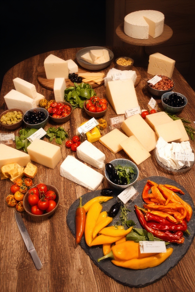 cheese and toppings display