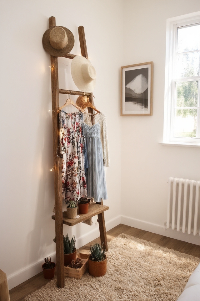 chic ladder wardrobe display