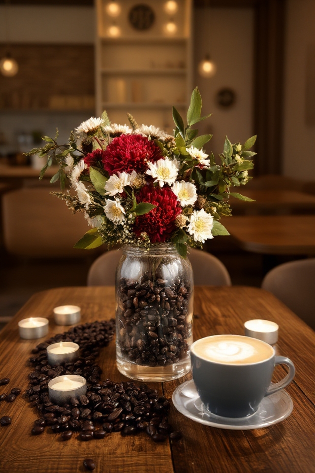 coffee bean centerpiece arrangement