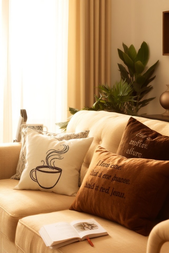 coffee themed decorative pillows
