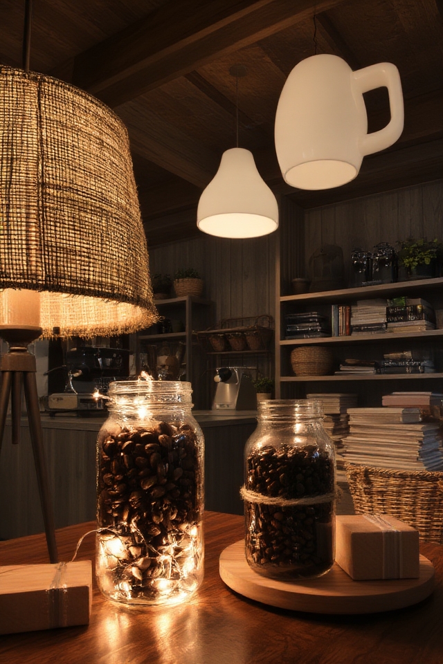 coffee themed rustic lighting ideas