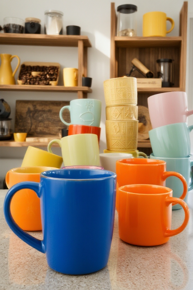 colorful mugs brighten kitchens