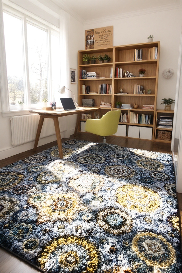colorful rugs enhance study areas