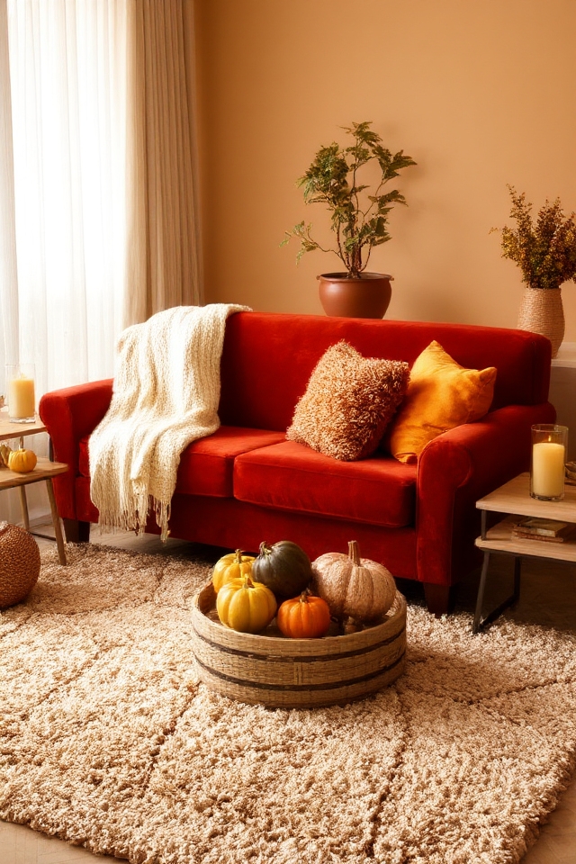 cozy autumn loveseat decor