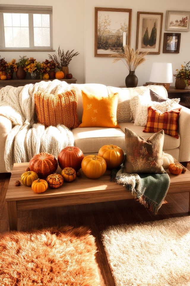 cozy autumn pillow accents