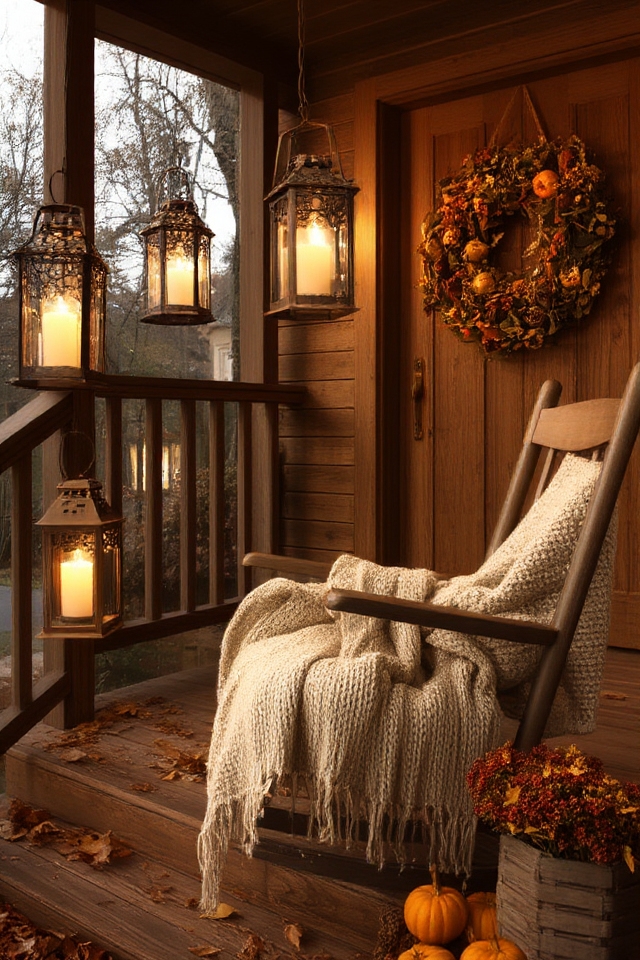 cozy autumn porch lighting