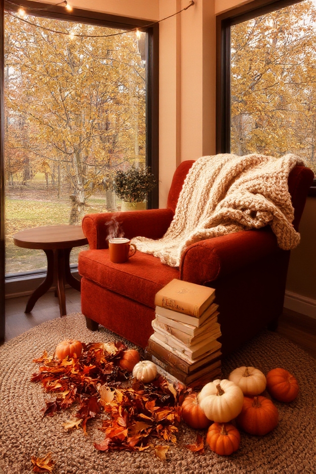 cozy autumn reading nook