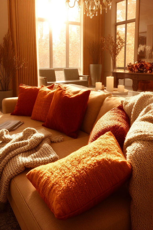 cozy autumnal chenille cushions