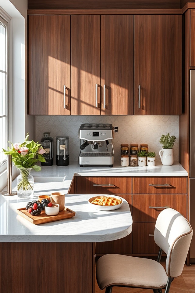 cozy built in coffee station