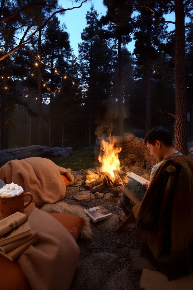 cozy campfire reading nook