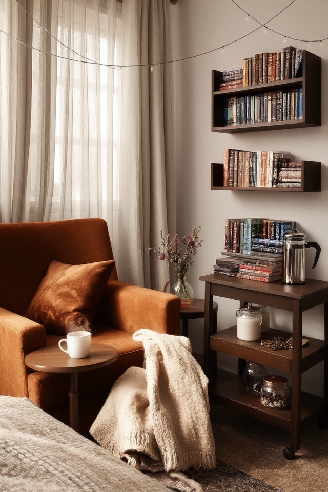 cozy coffee inspired reading nook