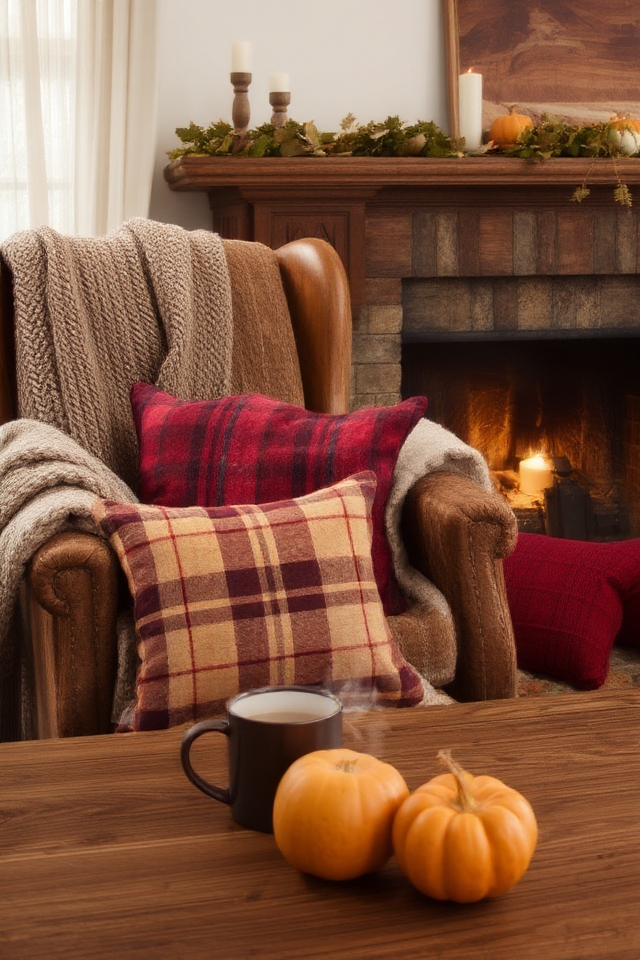 cozy farmhouse plaid decor