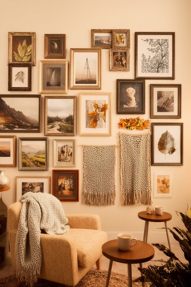 cozy layered gallery wall