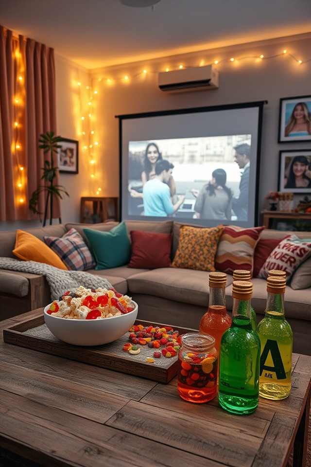 cozy movie night setup