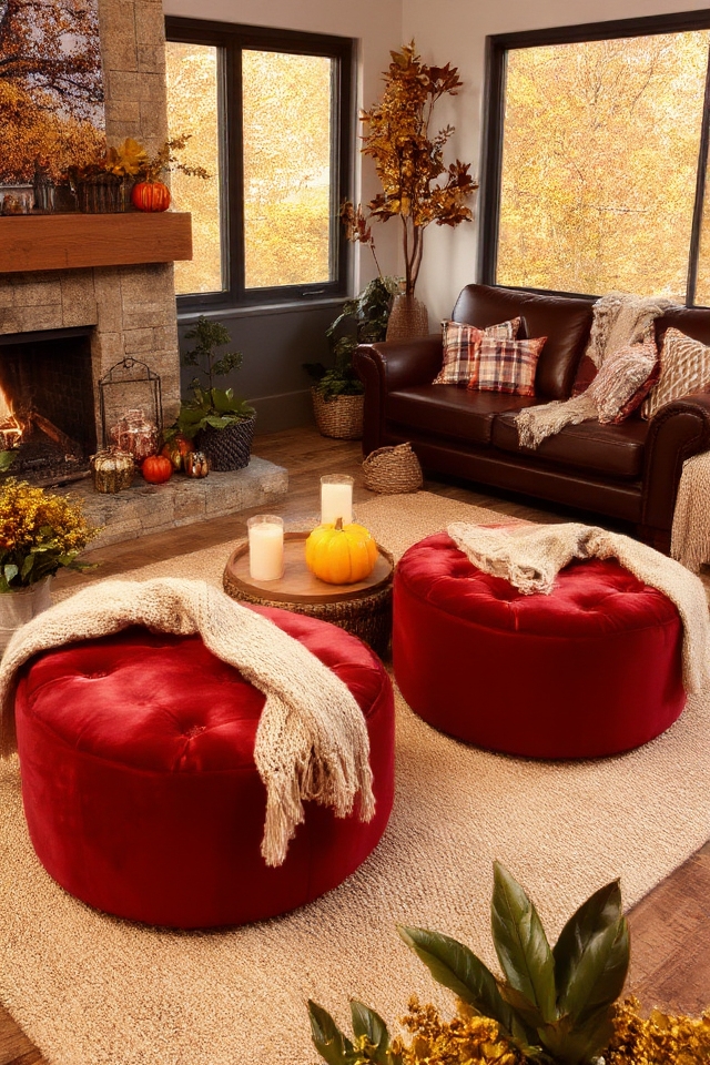 cozy ottomans for autumn comfort