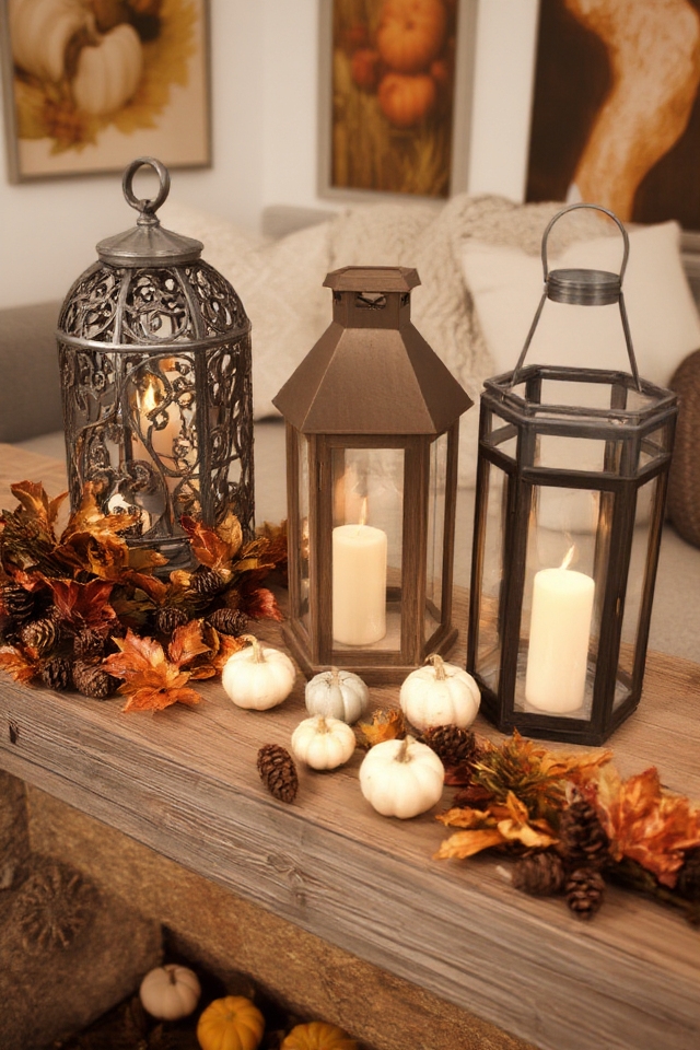 cozy rustic lantern autumn decor
