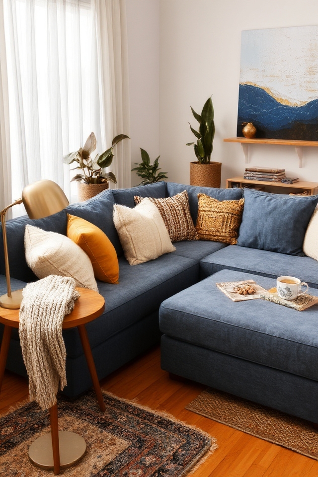 cozy sectional with greenery