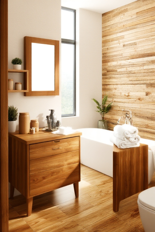 cozy wood accents bathroom retreat
