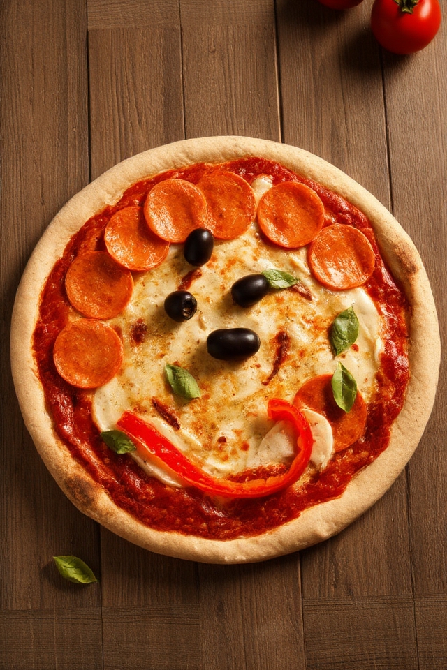 creative pizza face art