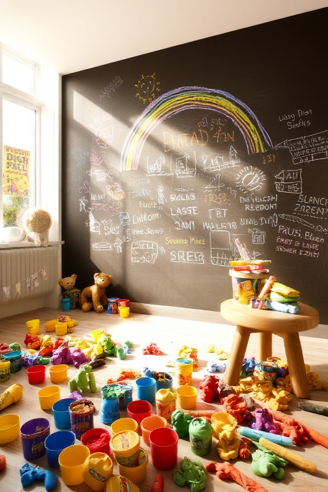 creative play doh chalkboard wall