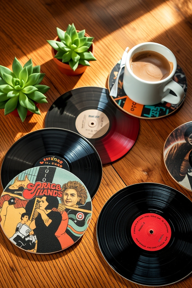 customized vinyl record coasters