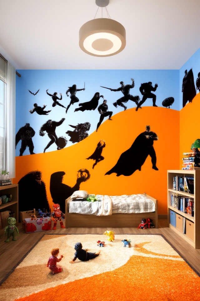 dynamic superhero silhouette art