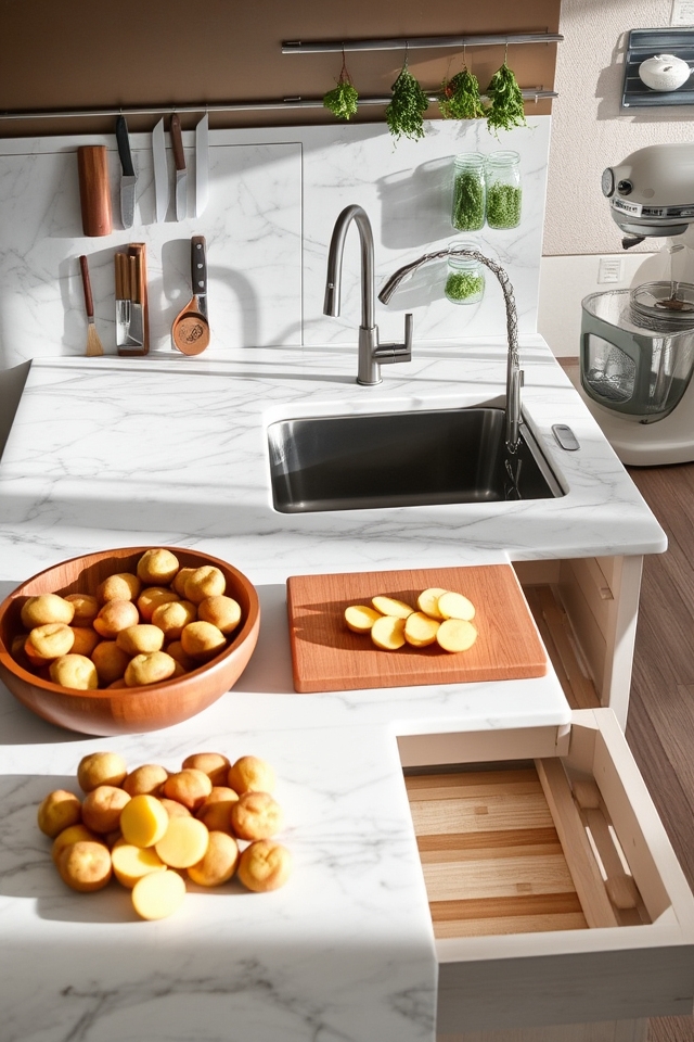 efficient cooking prep area