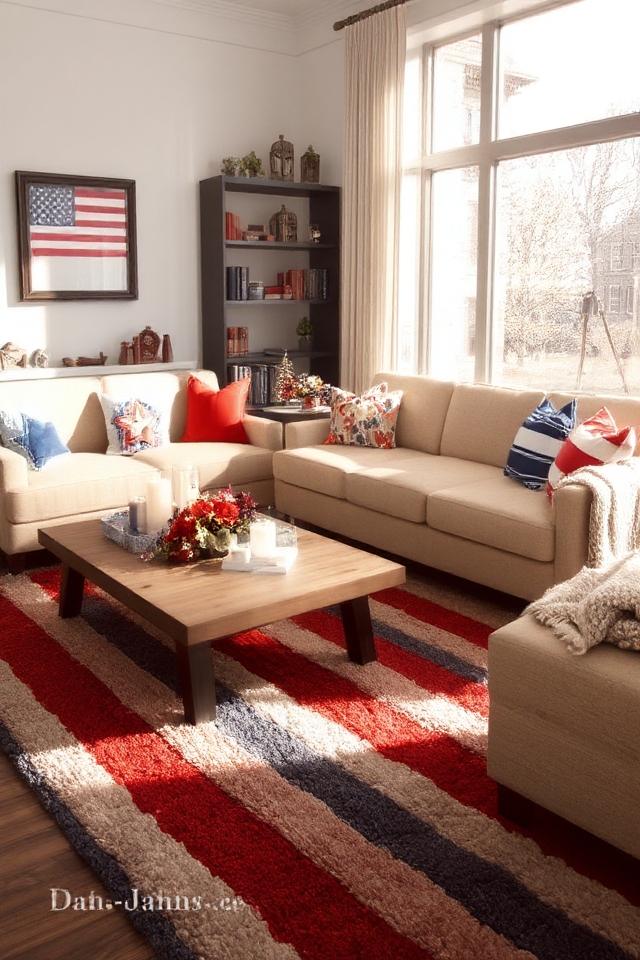 festive striped star rugs