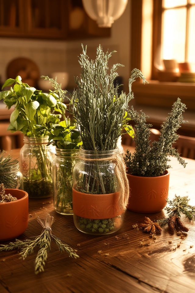 fresh herb arrangements indoors
