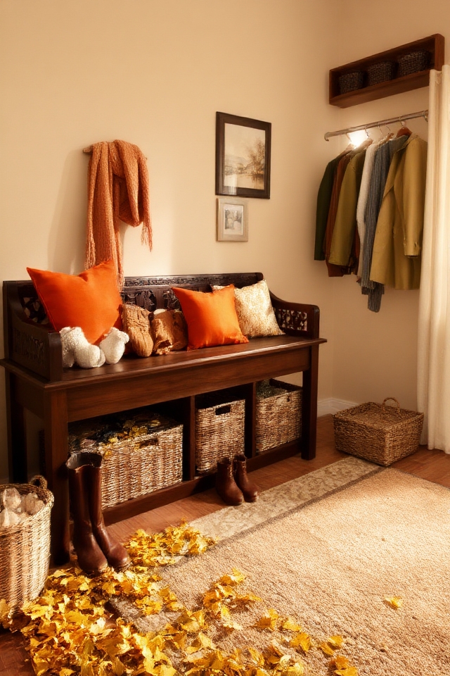 functional autumn mudroom bench