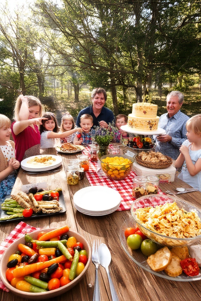 generations gather sharing food