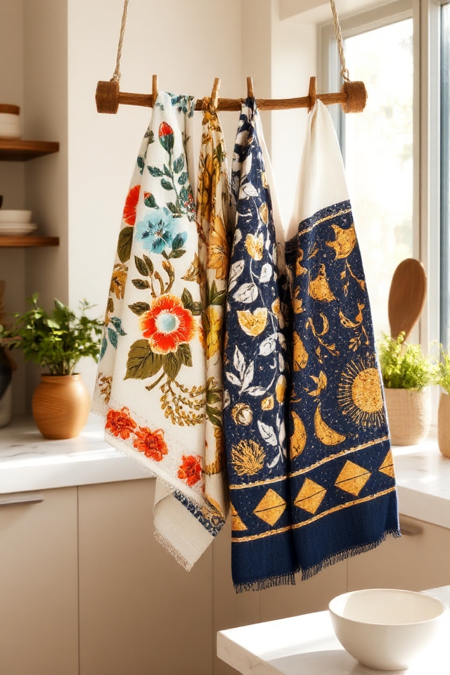 hand painted kitchen towels project
