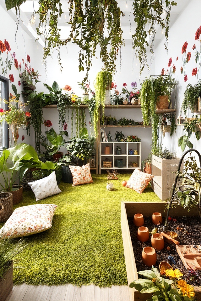indoor garden playroom transformation