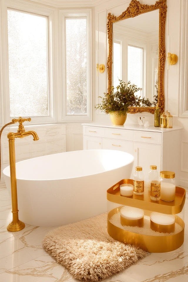 luxurious gold bathroom accents