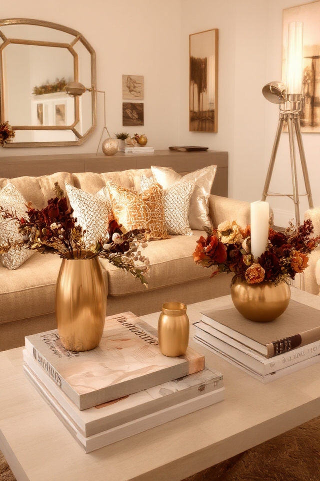 metallic accents enhance ambiance