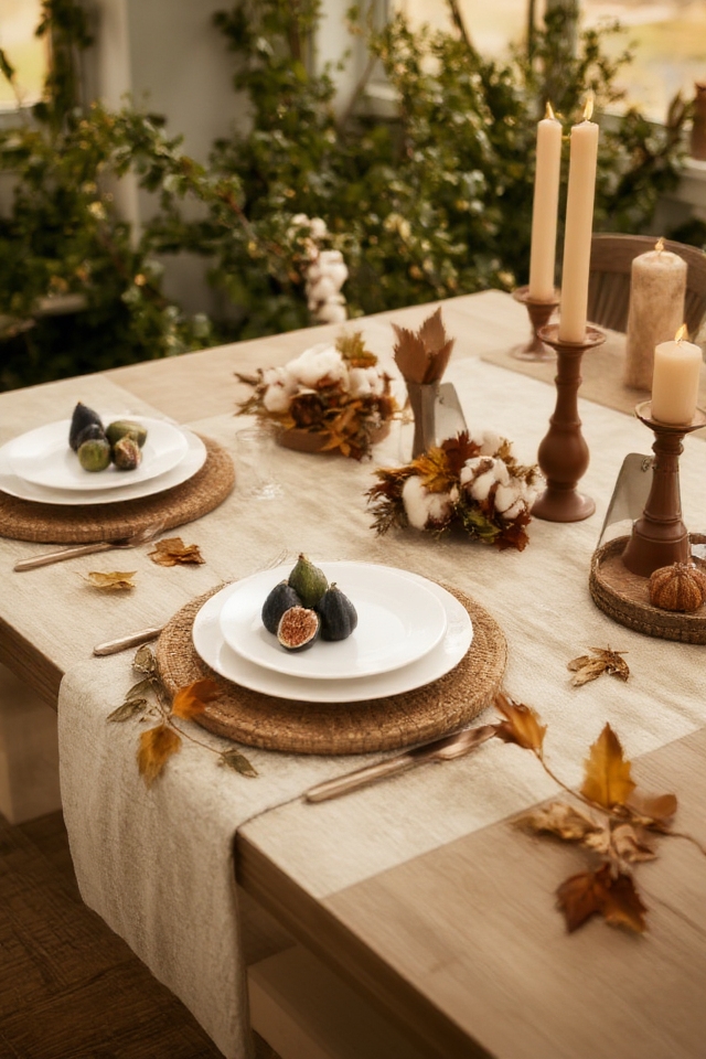 nature inspired cotton tablescape