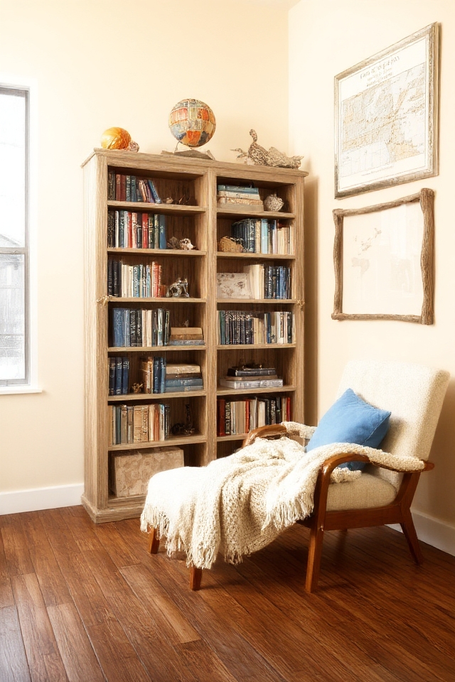 nautical rustic bookcase decor