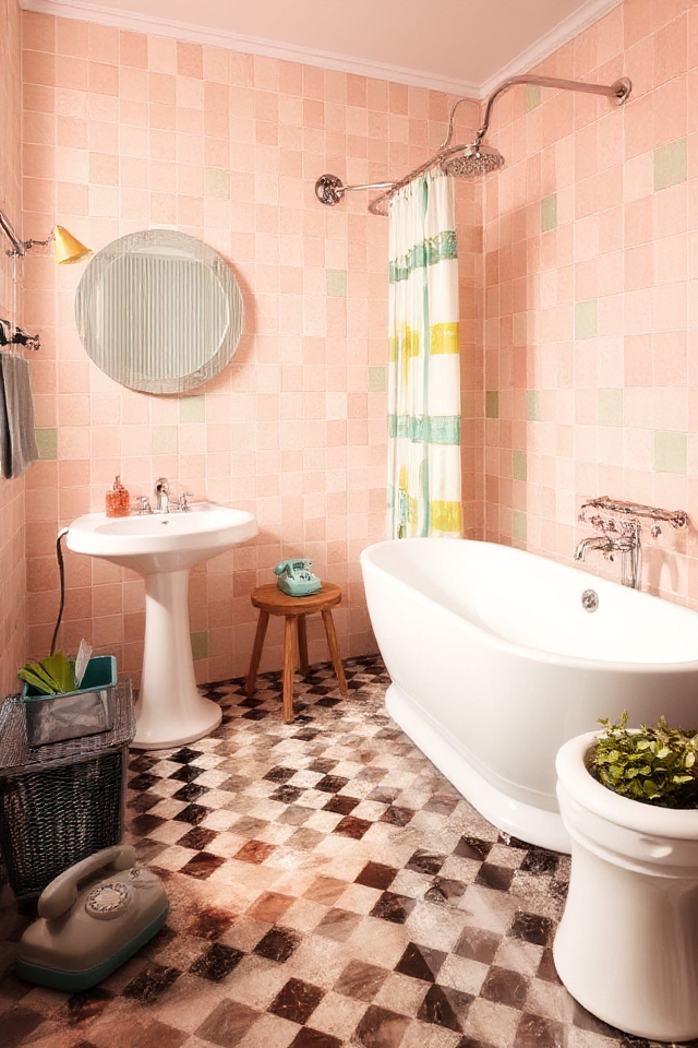 nostalgic vibrant bathroom design