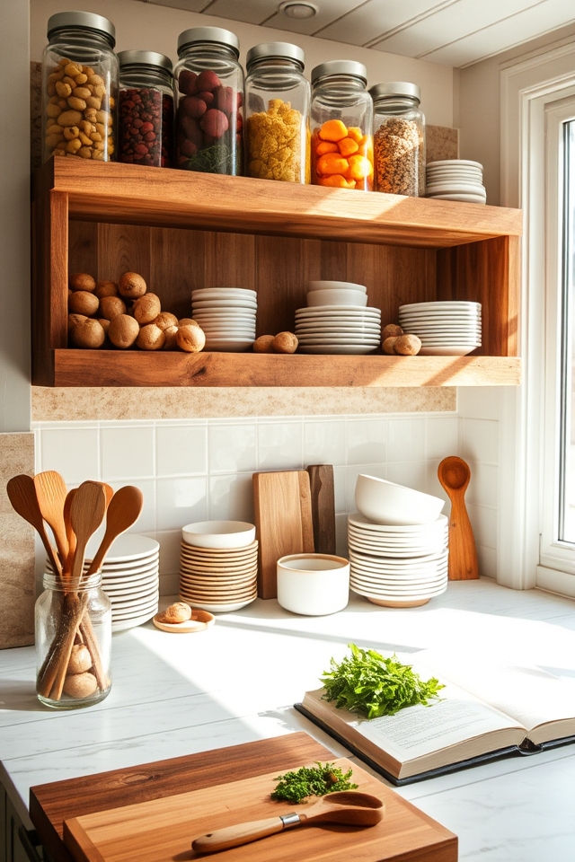 open shelving enhances functionality