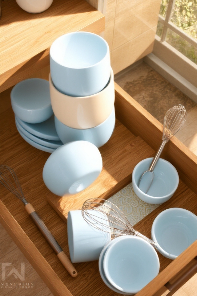 organize mixing bowls efficiently