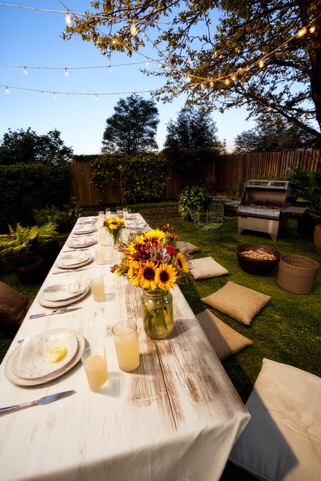outdoor celebration with food