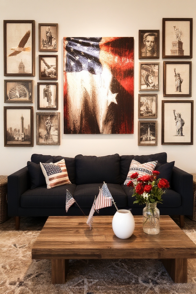 patriotic artwork enhances decor