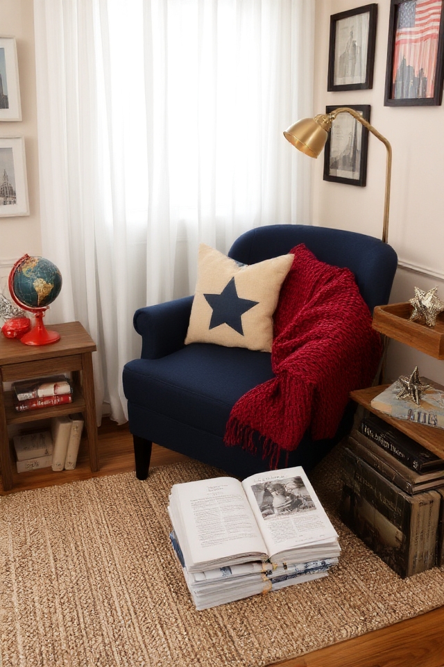 patriotic cozy reading nook