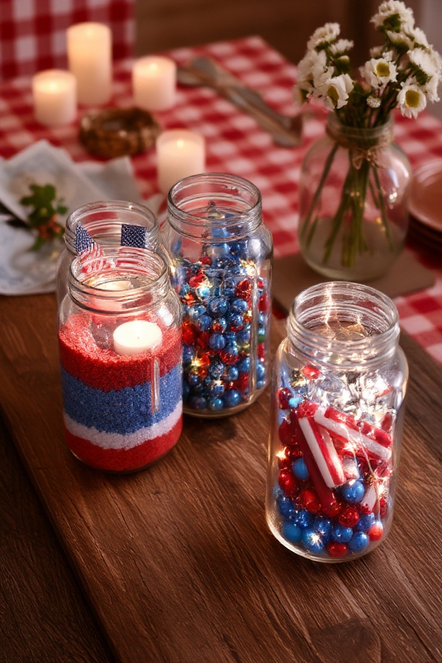 patriotic decorative jar displays