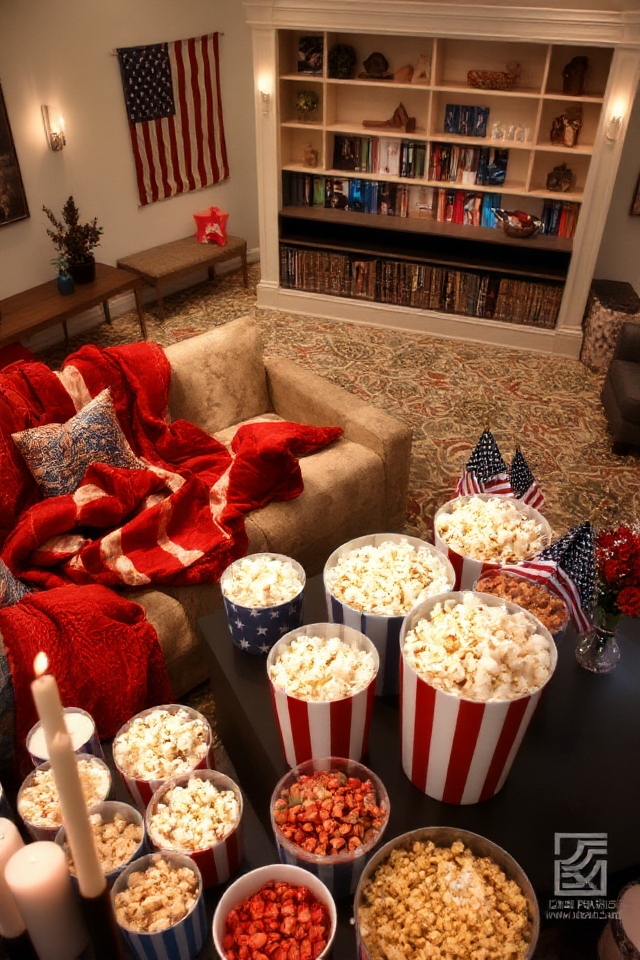 patriotic movie viewing setup