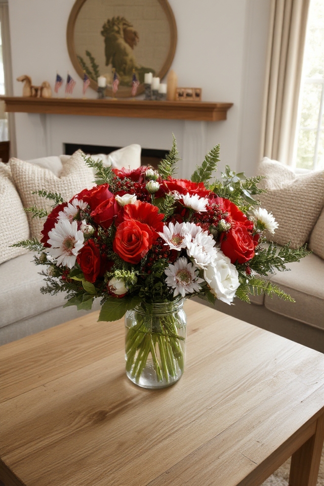patriotic red and white arrangements