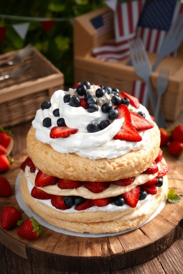patriotic strawberry shortcake dessert