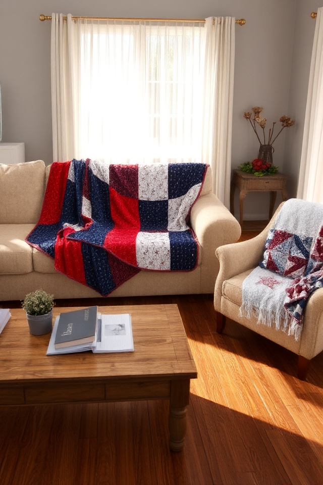 patriotic textured quilted throws